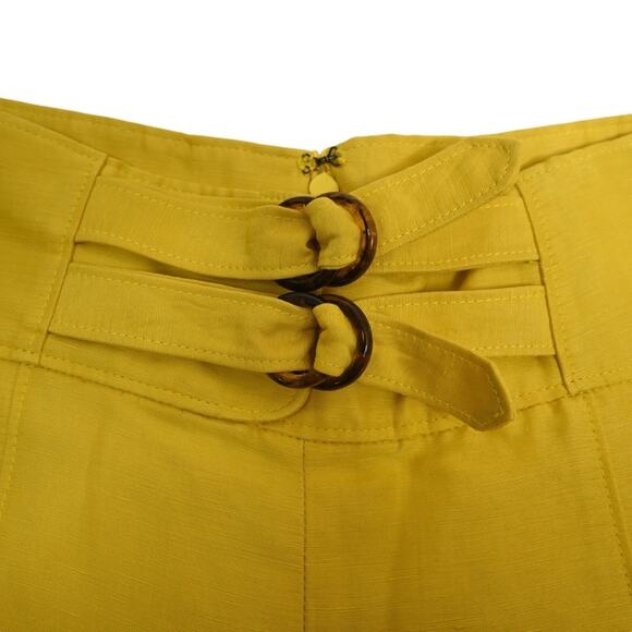 Joie Womens 10 Brenten Linen Blend Shorts in Sulphur Yellow NEW - Picture 3 of 9